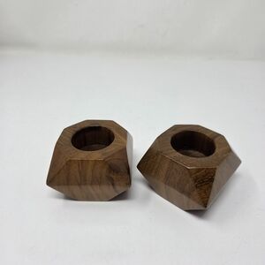 Selemat Designs Wooden Candle Holder Wood Geometric Tealight Holders Set of 2